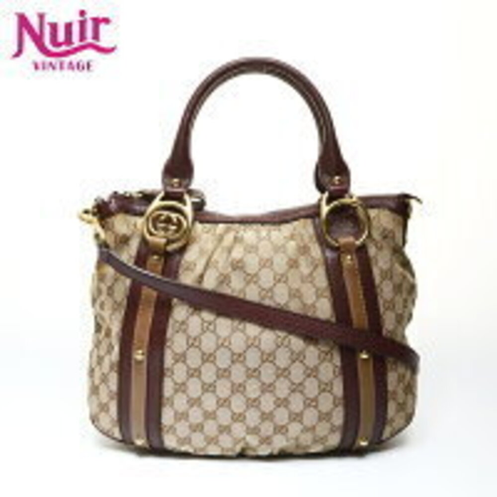 Gucci GG Canvas Interlocking GG Burgundy Red Shoulder Bag Brown